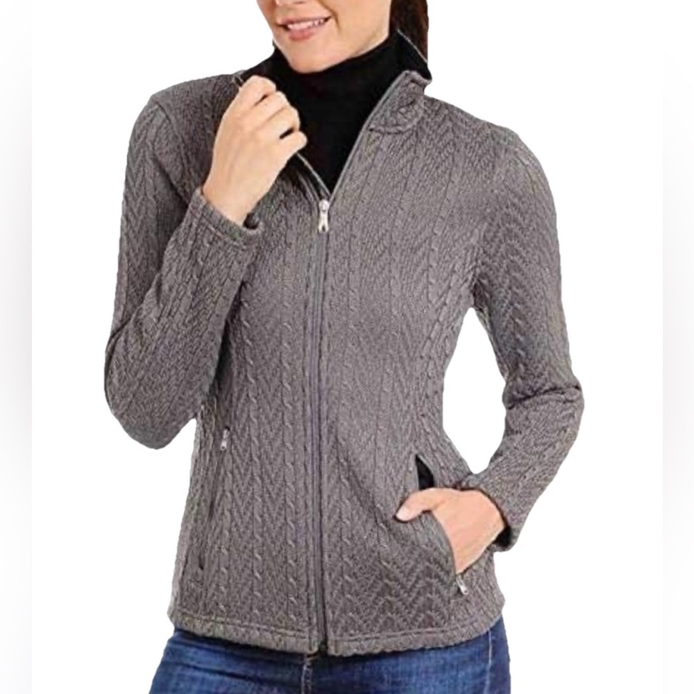 SPYDER major gray sweater jacket cable full zip Sz small s
